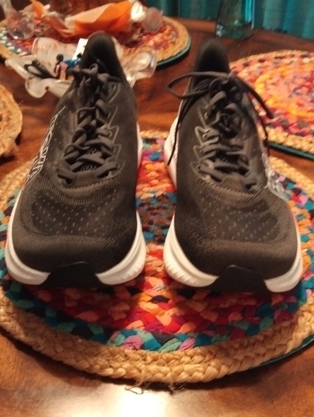 New Men's Black Athletic Running Shoes with White Soles Size 12